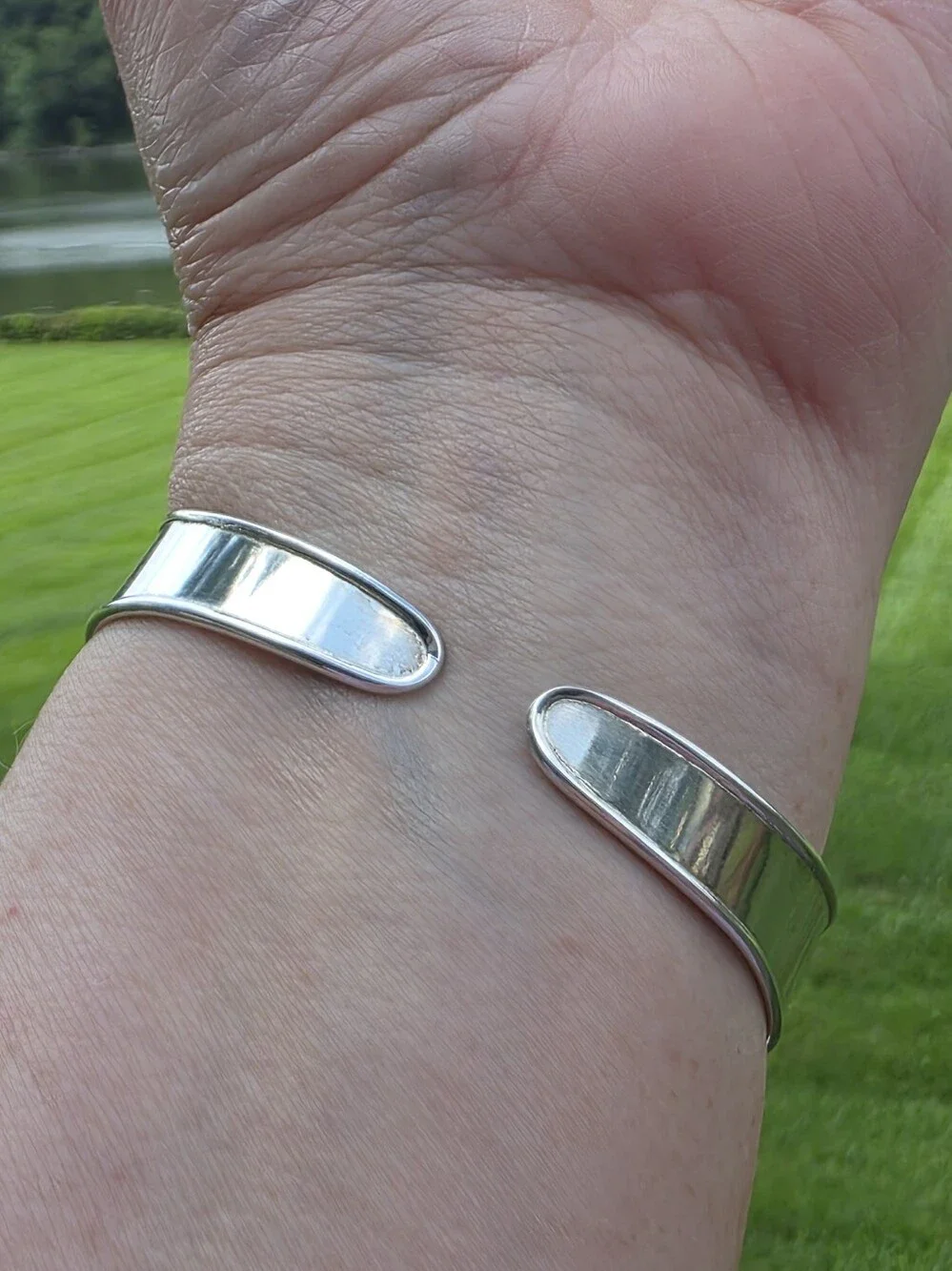 Lapis Lazuli Gemstone Cuff Bracelet In 925 Sterling Silver (Adjustable)